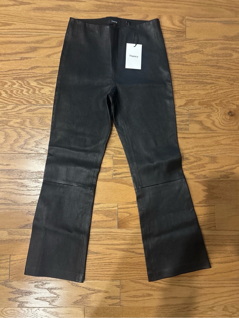 Theory Black Straight-Leg Leather Jeans